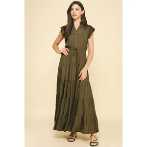 Satin Tiered Maxi Dress