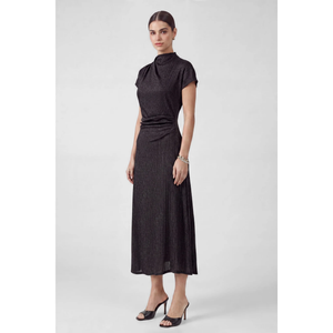 Metallic Knit Mock Neck Maxi Dress