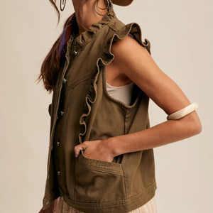 Ruffle Trim Utility Vest
