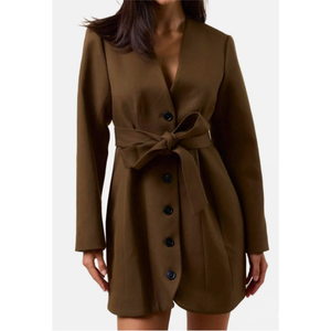 Long Sleeve Belted Blazer Mini Dress