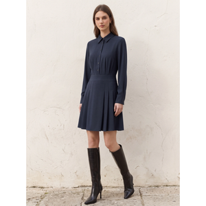 Pleated Button Down Mini Dress
