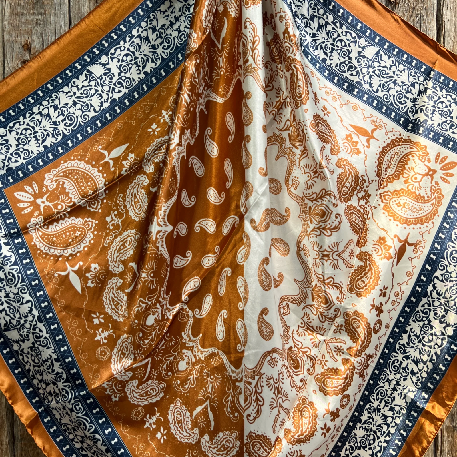 Rust & Navy Paisley Wild Rag / Scarf