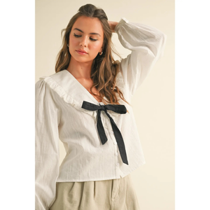 Textured Fabric Tie Blouse