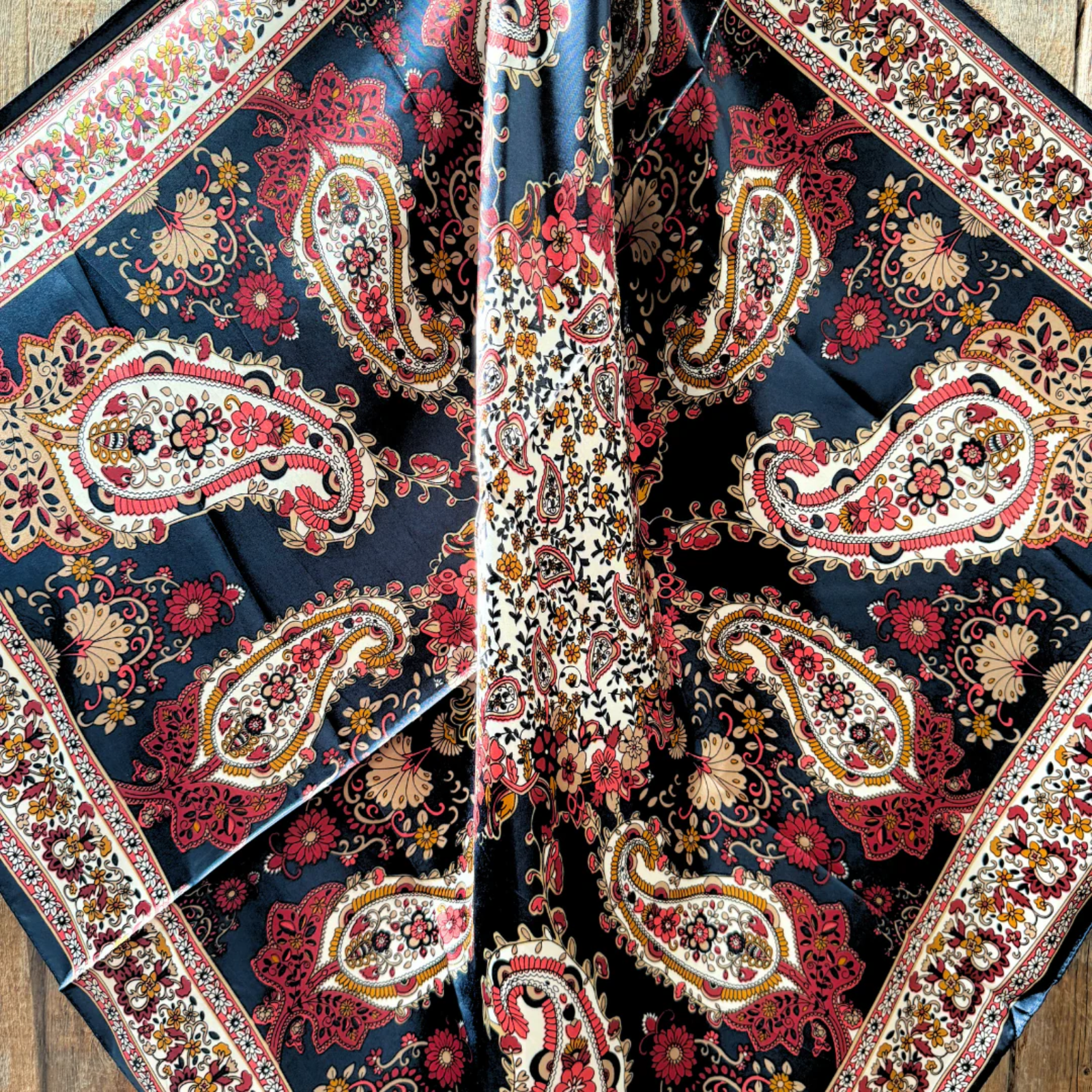 Navy and Burgundy Flowers and Paisley Wild Rag