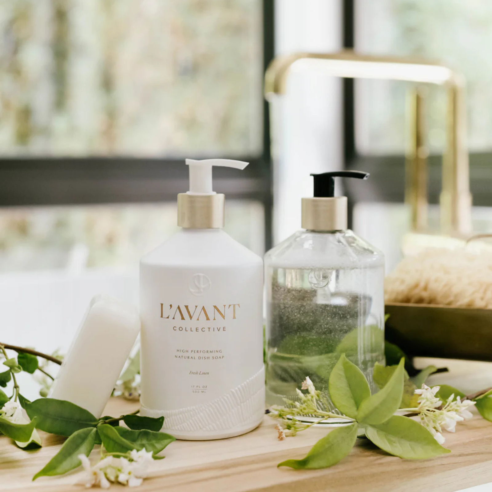 Empty Glass Hand Soap Bottle