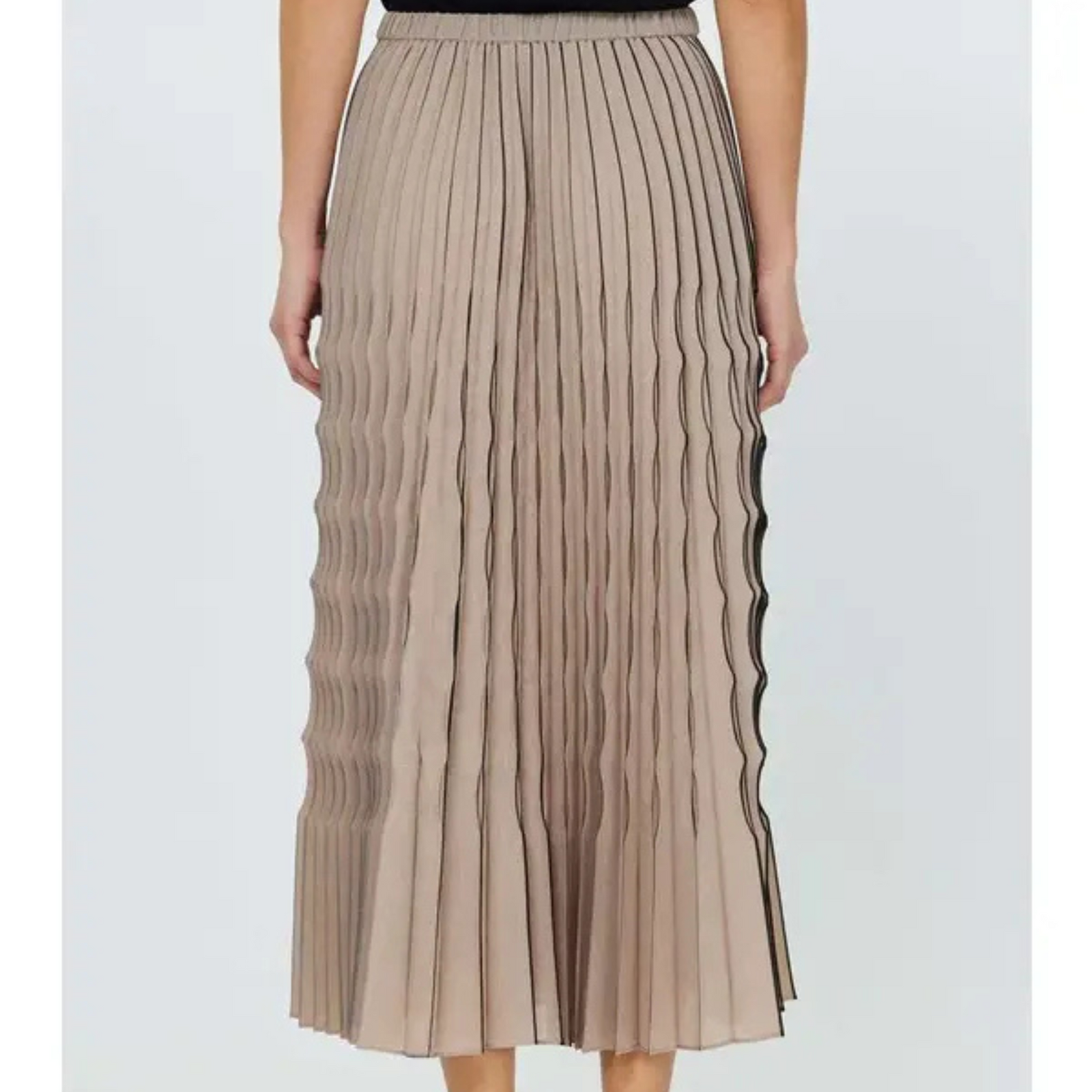 Elasticized Pleated Midi Skirt