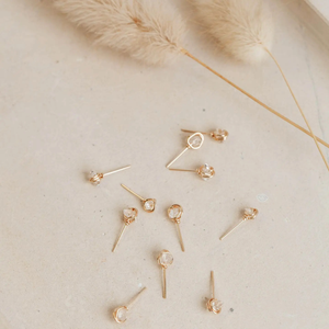 Herkimer Diamond Studs | 14kt Gold Fill