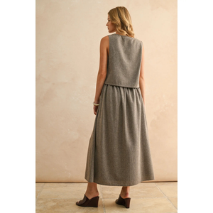 Herringbone Pleated Skirt