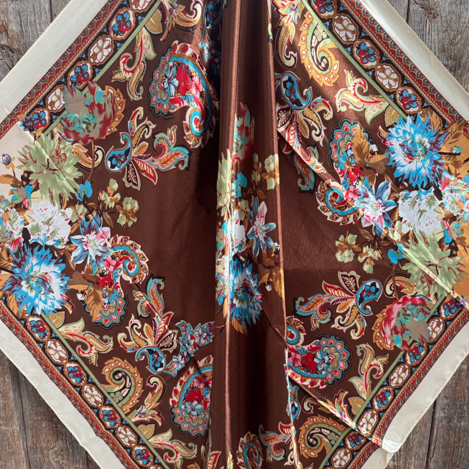 Brown and Cream Floral Wild Rag / Scarf