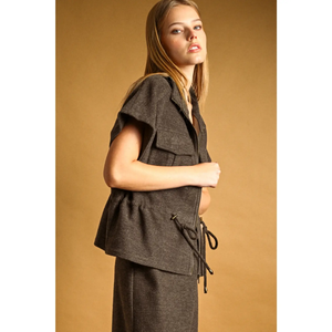 High Neck Zipper Front Vest Jacket