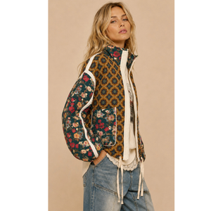 Patchwork Quilted Bomber Jacket