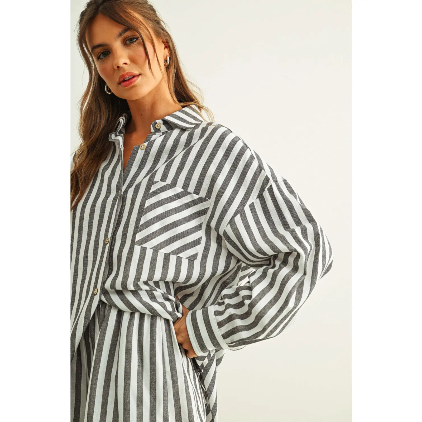 Striped Button Down Linen Shirt
