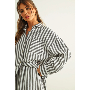 Striped Button Down Linen Shirt