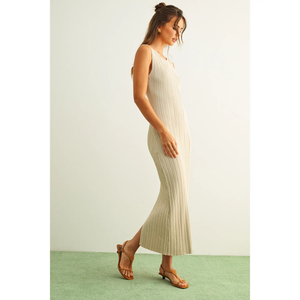 Patterned Rib Knitted Long Dress