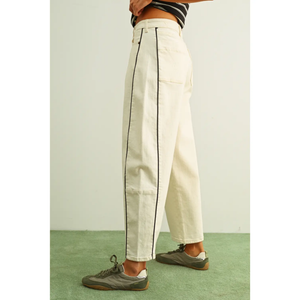 Piping Detailed Barrel Pants