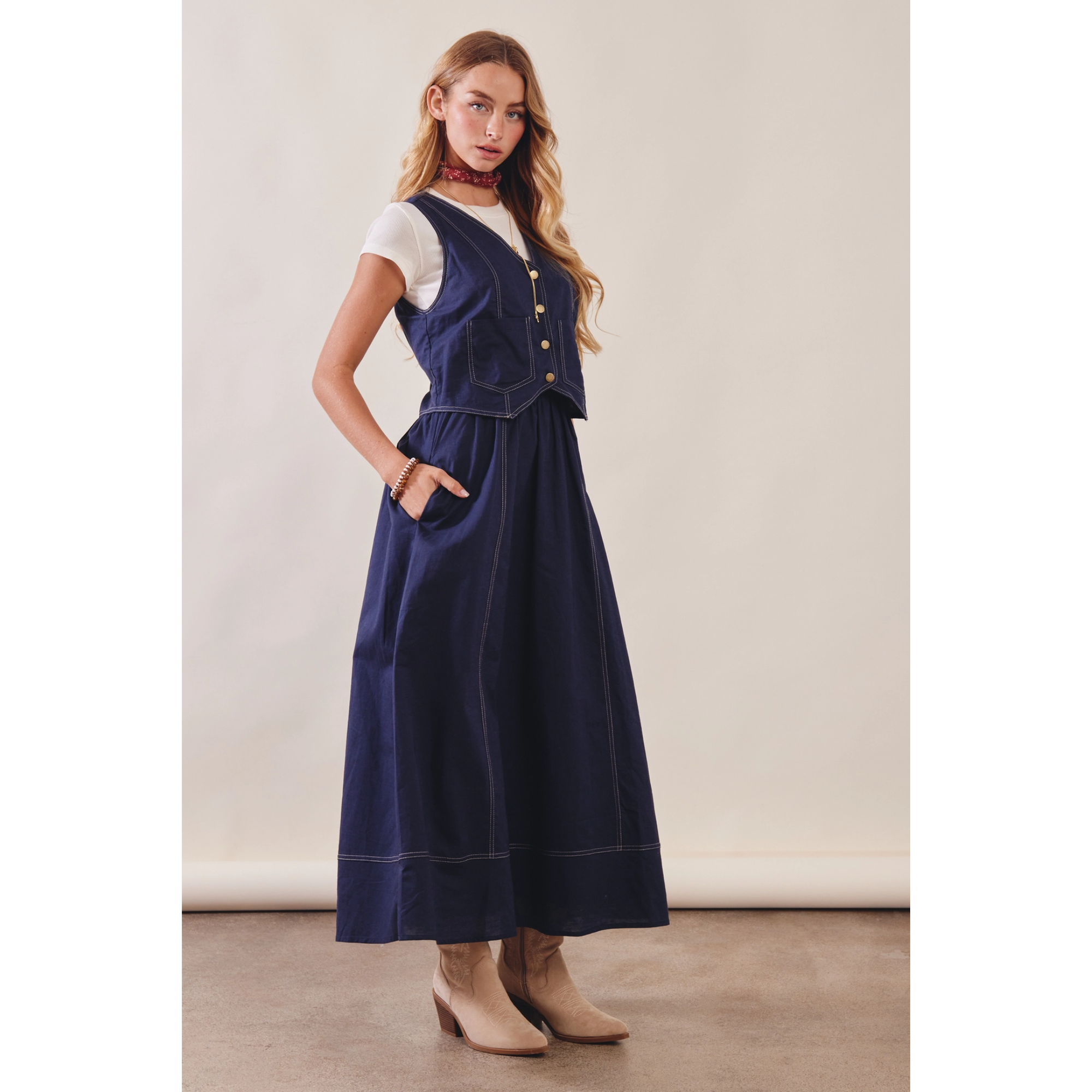 vest maxi dress Vest-Layered Cotton Linen Large CouponCM2024 Sometimes I create a Beaded Bridal Drop Waist Color:Blue-Navy