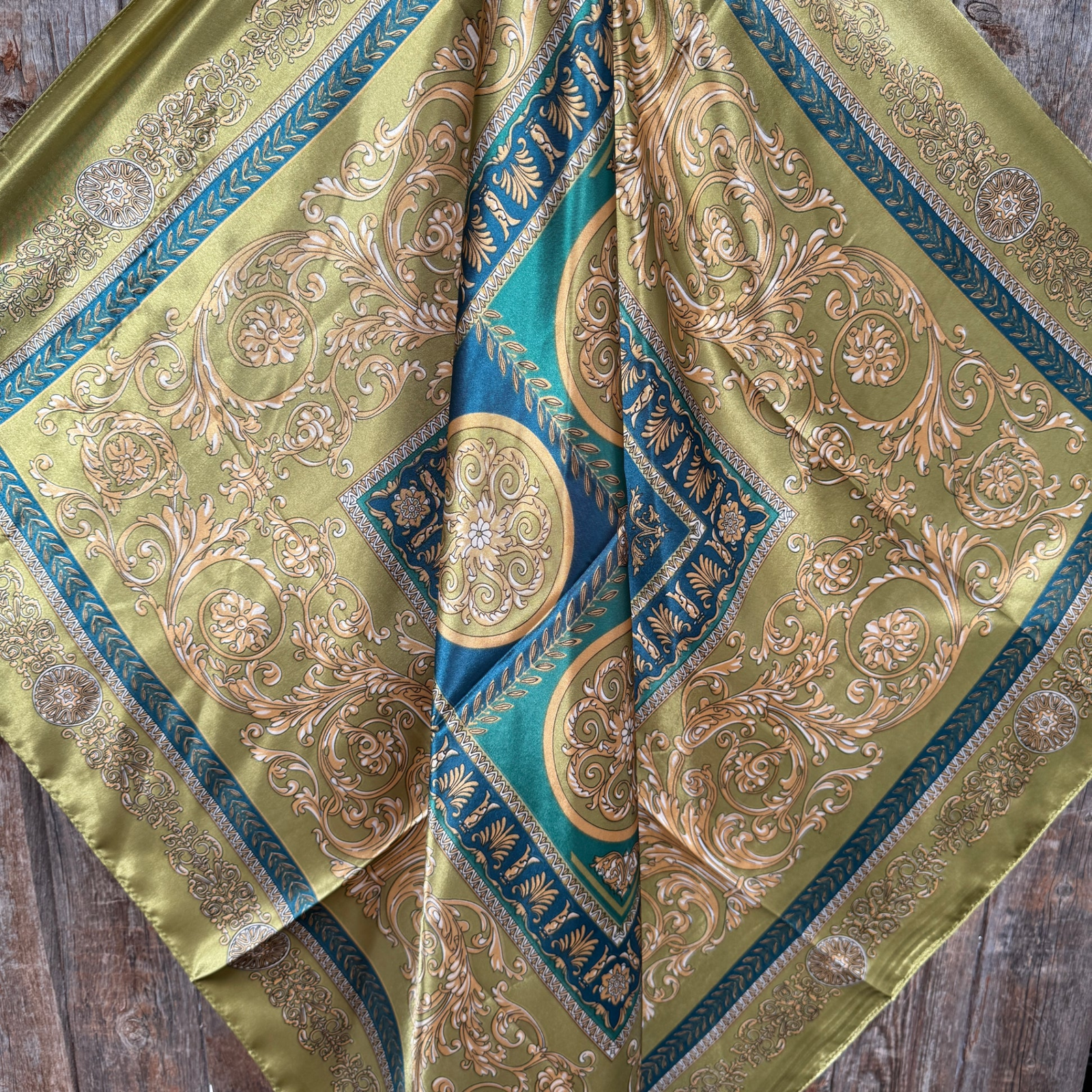 Green and Teal Floral Wild Rag / Scarf