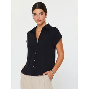 Cap Sleeve Button-down Blouse