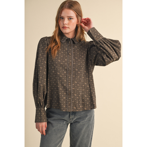 Lace Floral Button Up Top