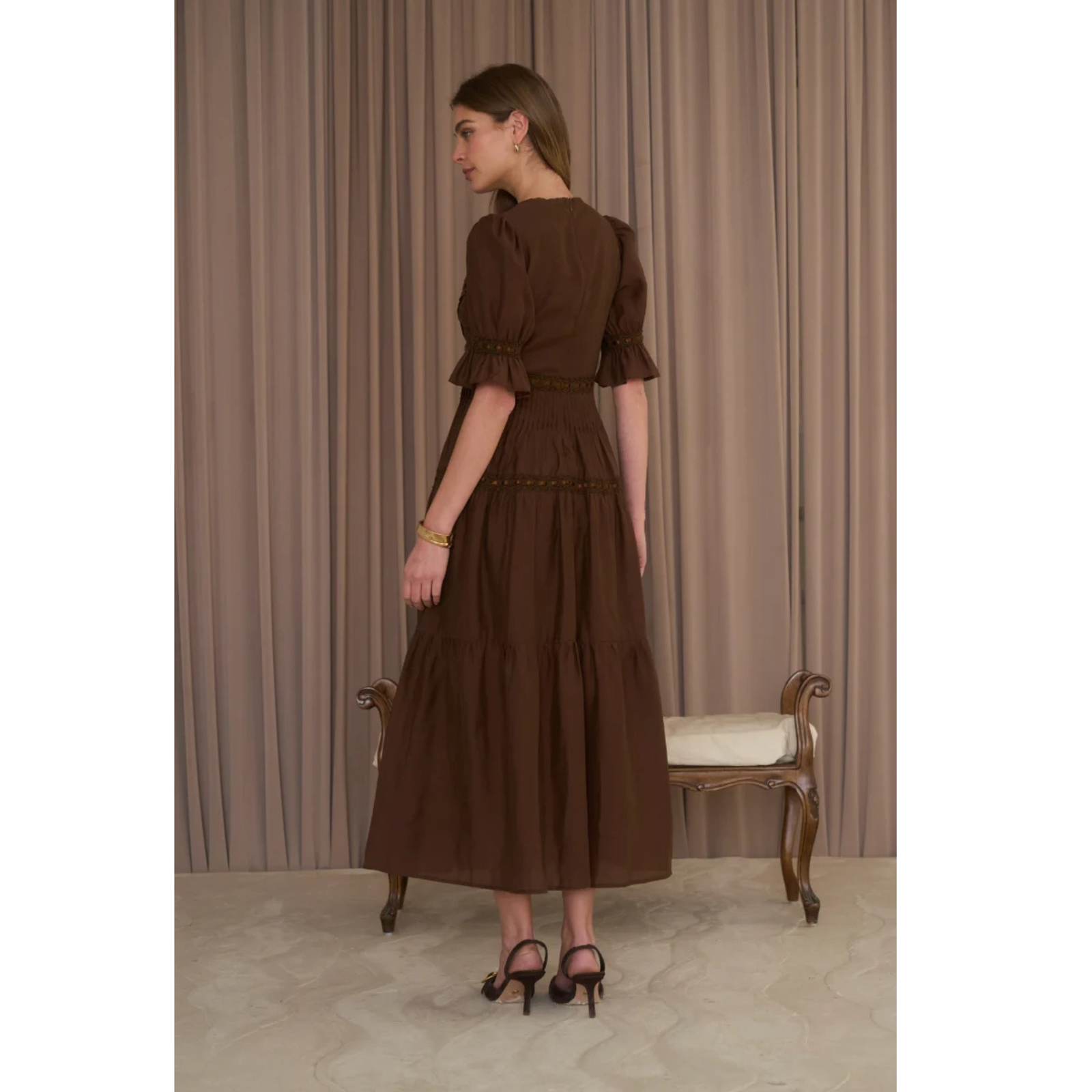 Sweetheart Neck Tier Midi Dress