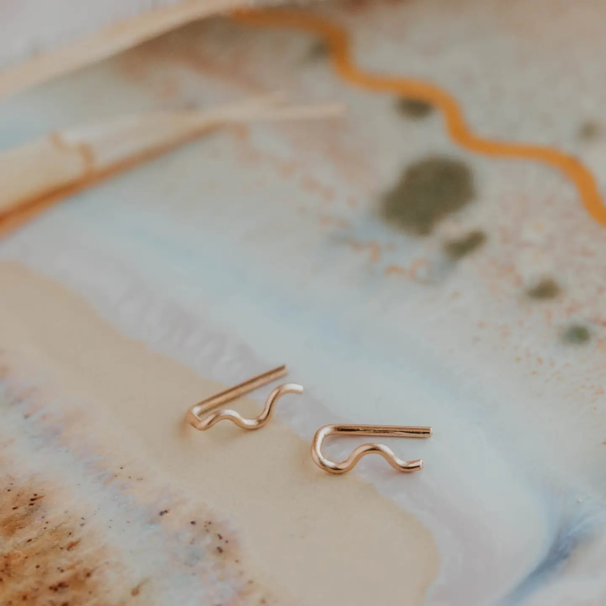 Tiny Wave Ear Climbers | 14kt Gold Fill