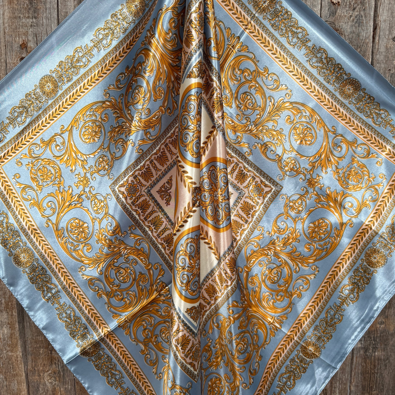 Blue and Gold Floral Wild Rag / Scarf