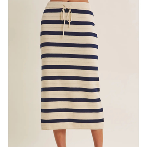 Weekend In Cannes Cotton Stripe Midi Skirt