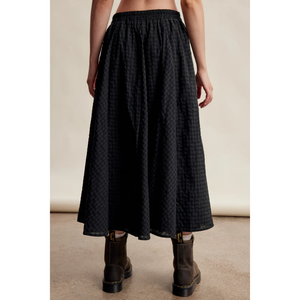 Textured Gingham Maxi Skirt