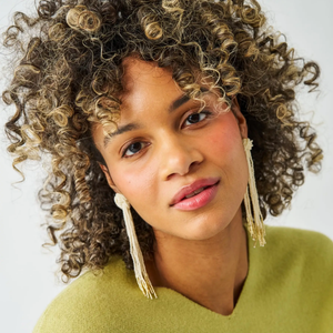 Angelica Tied Knot Beaded Fringe Earrings