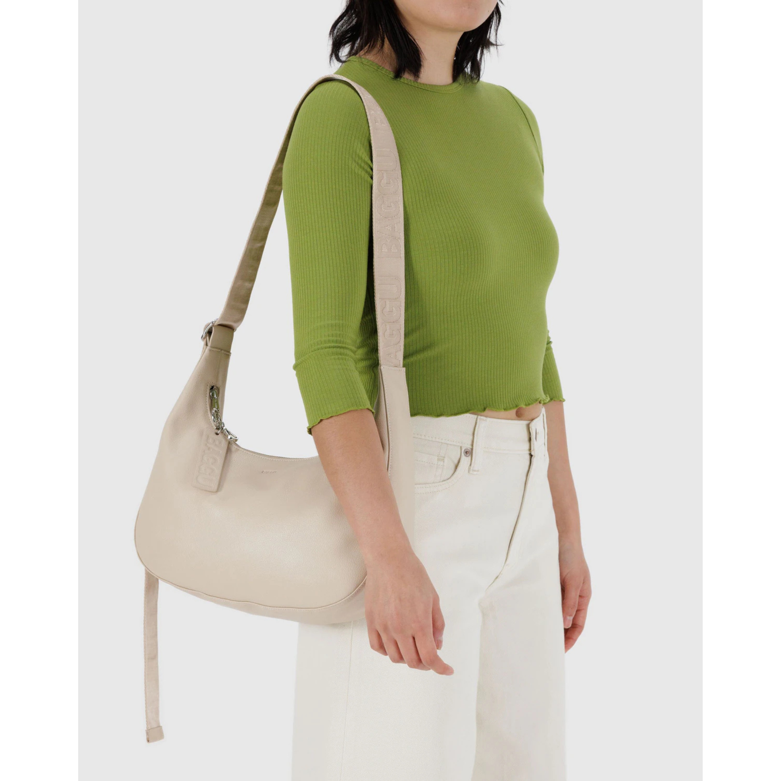 Medium Recycled Leather Crescent Bag