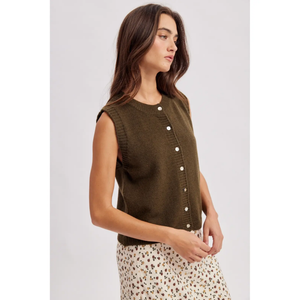 Sleeveless Sweater Cardigan Vest