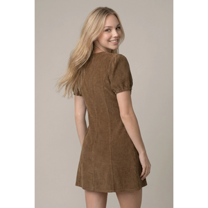 Corduroy Front Zip-Up Mini Dress