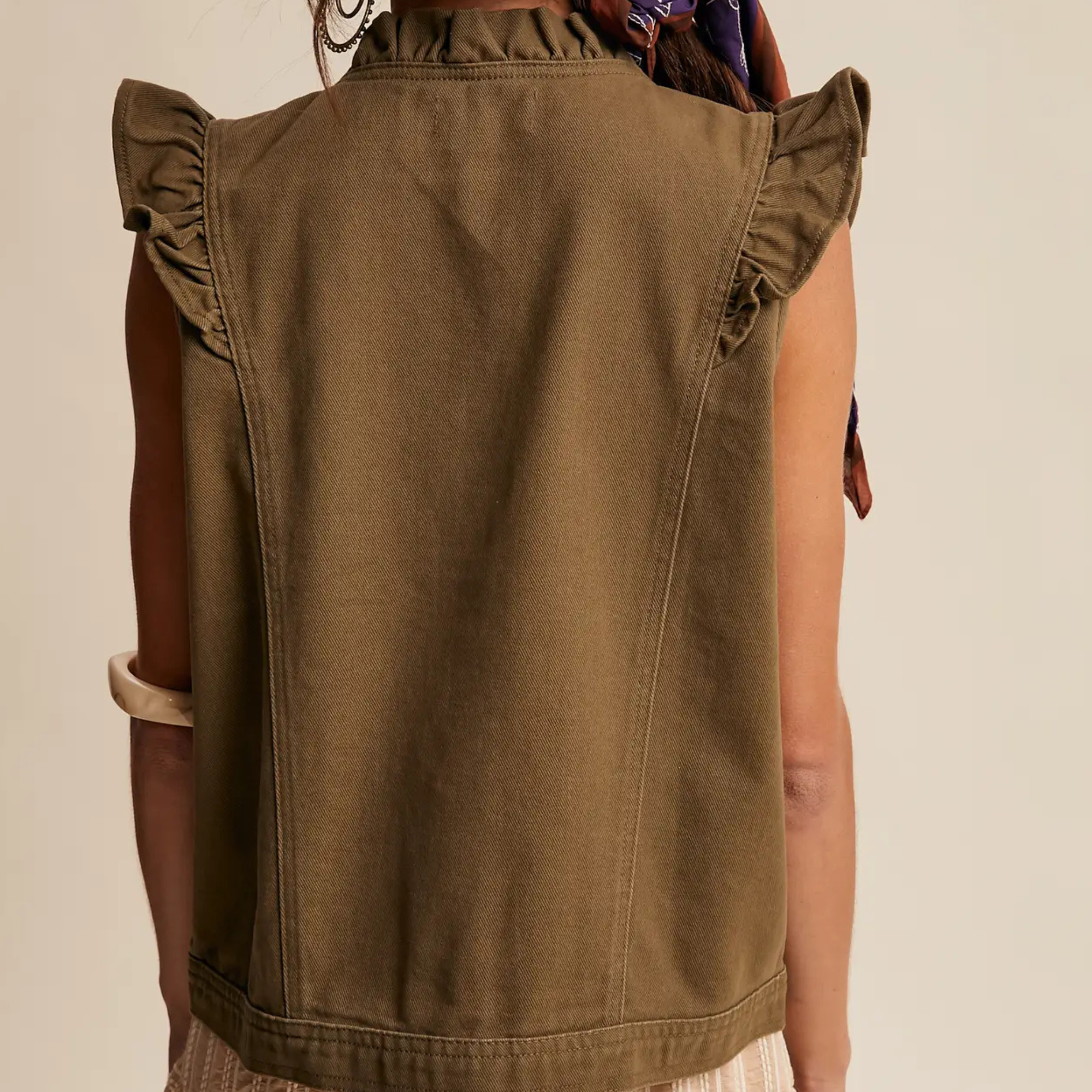 Ruffle Trim Utility Vest