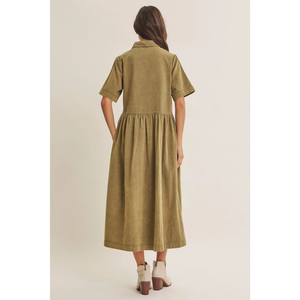 Heritage Mineral- Washed Relaxed Cotton Shirt Midi Dress