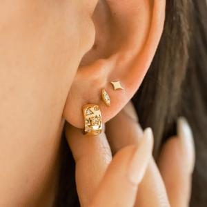 Meteor Diamond CZ Stud Earrings in Gold