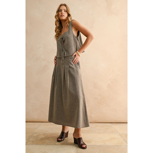 Herringbone Pleated Skirt