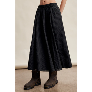 Textured Gingham Maxi Skirt