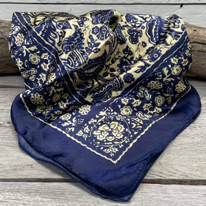 Royal Blue & Cream Paisley Wild Rag / Scarf