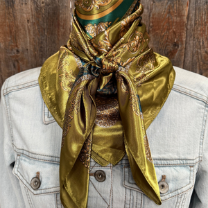 Green and Teal Floral Wild Rag / Scarf