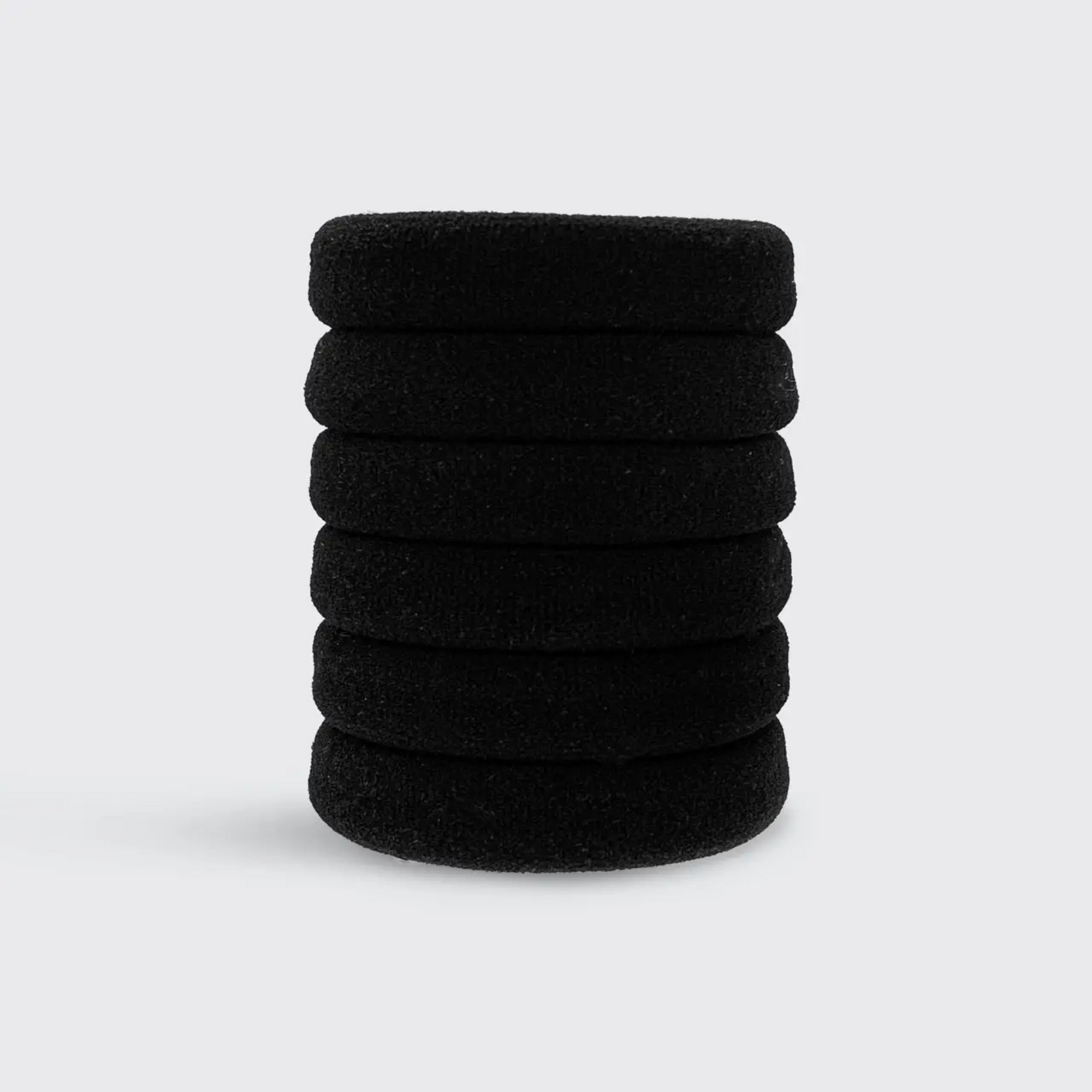 Recycled Nylon Thick Hair Elastics 6pc - Black