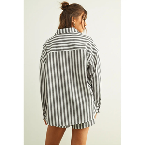 Striped Button Down Linen Shirt