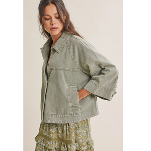 Seasonless Mineral-Washed Cotton Twill Utility Jacket