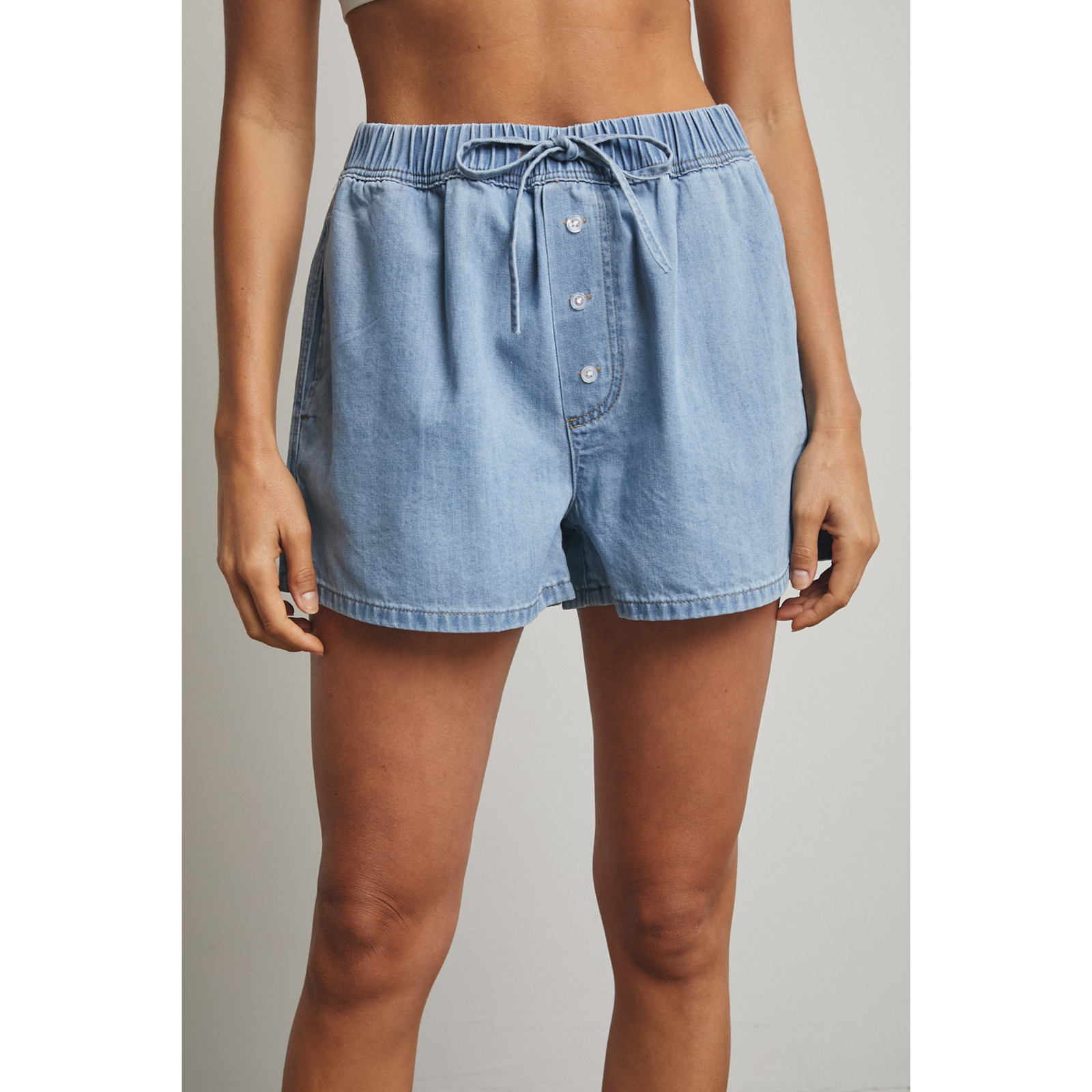 Drawstring Denim Shorts
