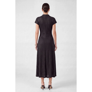 Metallic Knit Mock Neck Maxi Dress