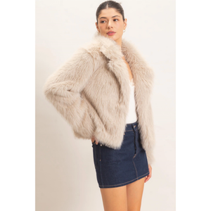 Shawl Collar Faux Fur Jacket