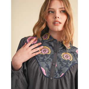Wild Floral Contract Long Sleeve Button Up