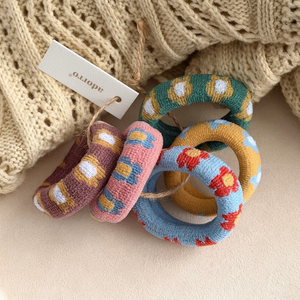 Multicolor Flower Thick Seamless Hair Ties