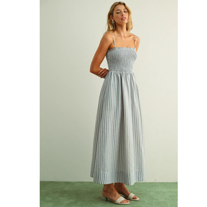 Smocking Top Striped Maxi Dress