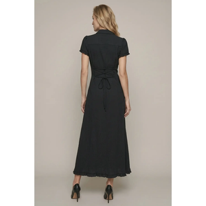 Ruffle Hem Maxi Button Front Dress