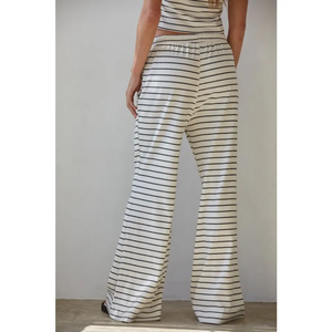 Knit Striped Tie Flare Pants